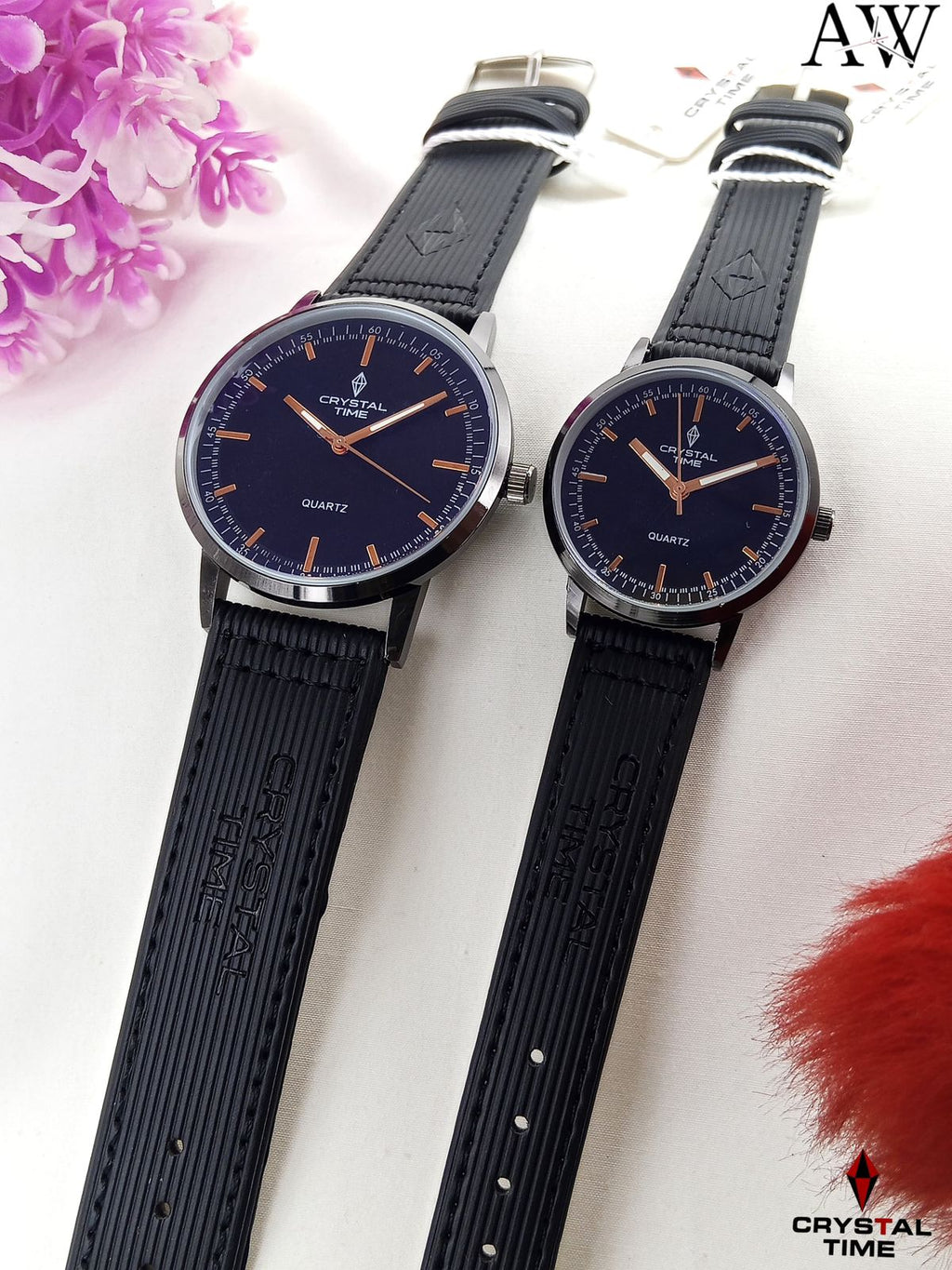 CRYSTAL TIME Couple Wrist Watch Set